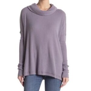Free People Purple Ribbed Cowl Neck Sweater